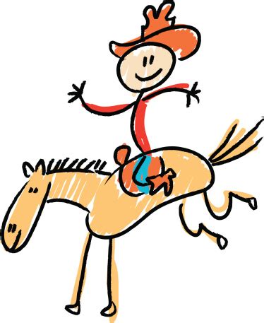 Stick Figure Cowboy Stock Illustration - Download Image Now - iStock