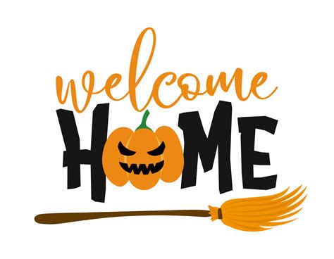 Welcome Home - Happy Halloween greeting decoration. Good for door stops, door porch sign with ...