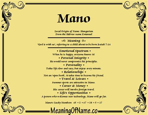 Mano - Meaning of Name