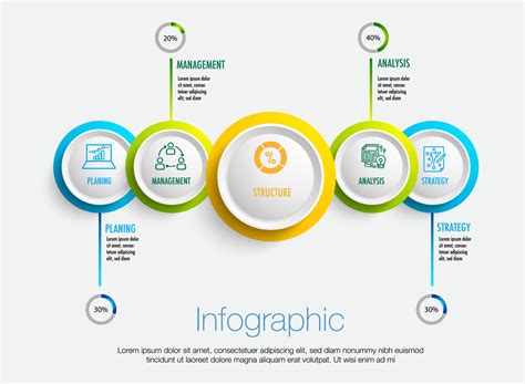 Infographic template for 5 circle and 4 Steps business 4 level modern design planning, data ...