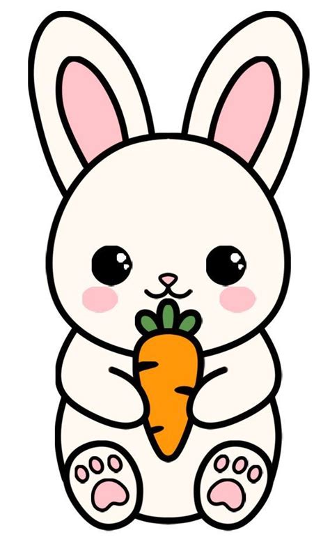 a cartoon bunny holding a carrot in its paws