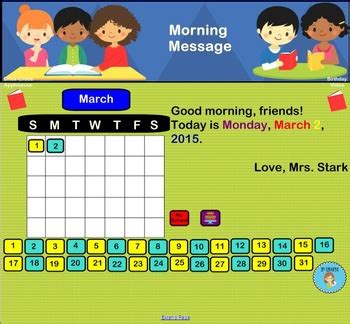 FREEBIE! Interactive Calendar for SMART Board PK, K, 1st by 21st Century K