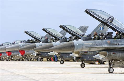 Line-up Of Hellenic Air Force F-16 Photograph by Giovanni Colla - Pixels