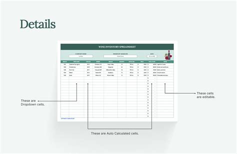 Wine Inventory Spreadsheet Template in Excel, Google Sheets - Download | Template.net