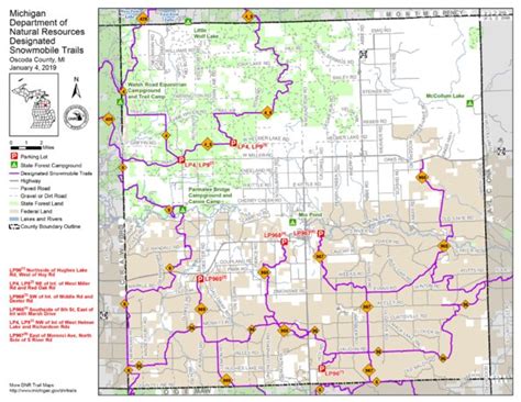 Oscoda County Snowmobile Trails Map by MI DNR | Avenza Maps