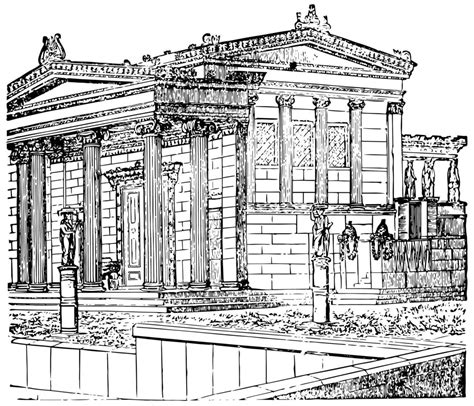 Erechtheum restored, building of the new Erechtheum, vintage engraving ...