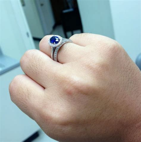 Blue Nile Floating Oval Sapphire and Diamond Micropave Ring