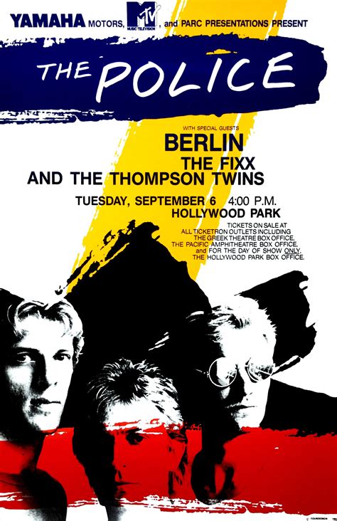 The Police, Berlin, Thompson Twins - 1983 Hollywood Park Concert Poster