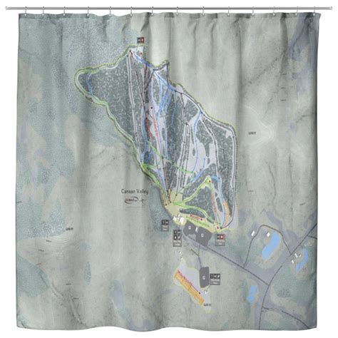 Canaan Valley Ski Resort Map Shower Curtain - Powderaddicts