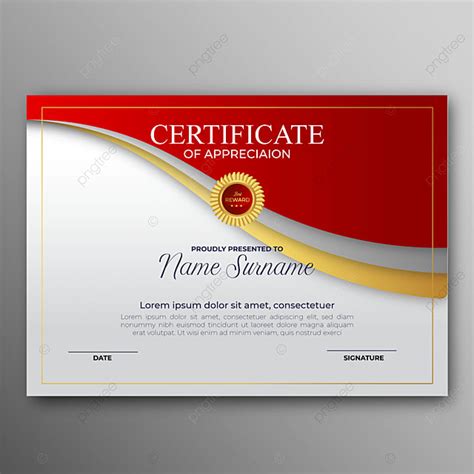 Certificate With Vector Red Illustration Template Template Download on Pngtree