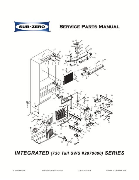 Sub-Zero Refrigerator Parts Manual for Model 736 Tall Series