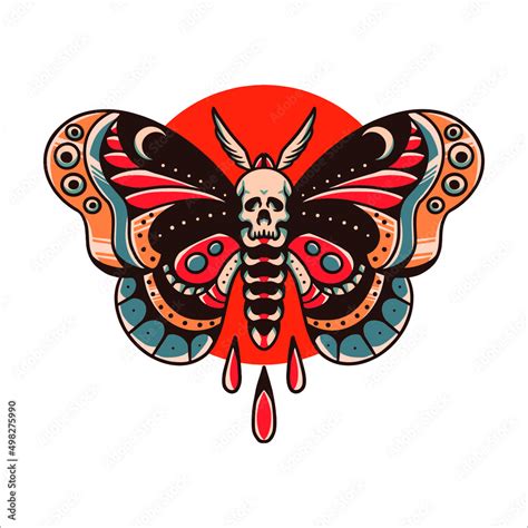 skull butterfly tattoo vector design Stock Vector | Adobe Stock