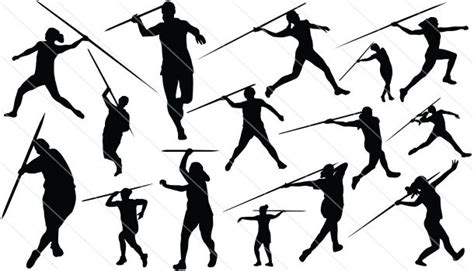 Woman Javelin Thrower Silhouette Vector Download | Silhouette vector ...