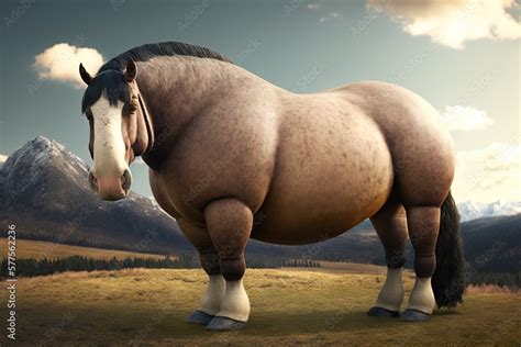 ภาพประกอบสต็อก Very fat horse, concept of Excessive Weight and Overfeeding, created with ...