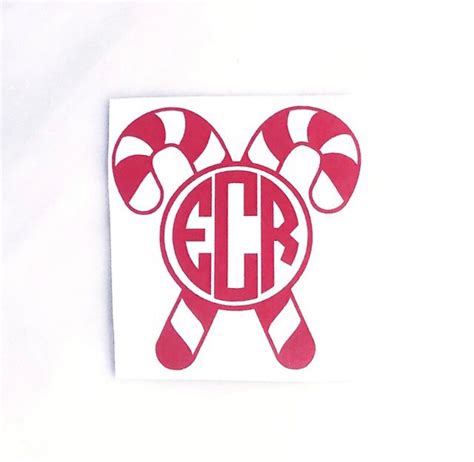 Candy Cane Monogram Christmas Vinyl Decal Self Adhesive & - Etsy