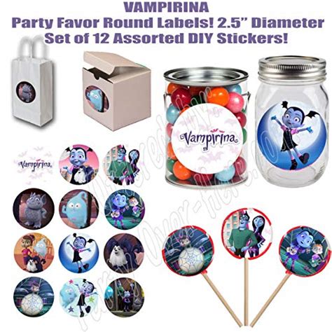 Vampirina Stickers, Large 2.5” Round Circle DIY Stickers to Place onto Party Favor Bags, Cards ...