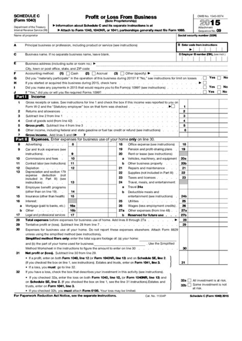 Fillable Schedule C Irs Form 1040 Printable Pdf Download | 1040 Form ...