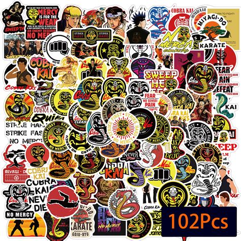 Buy Cobra Kai Stickers 102PCS,Cobra Kai Birthday Decorations,Snake ...