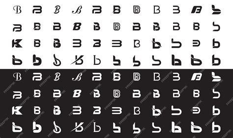 Premium Vector | Black and white letter b logo collection