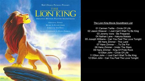 The Lion King Movie Soundtrack List - YouTube