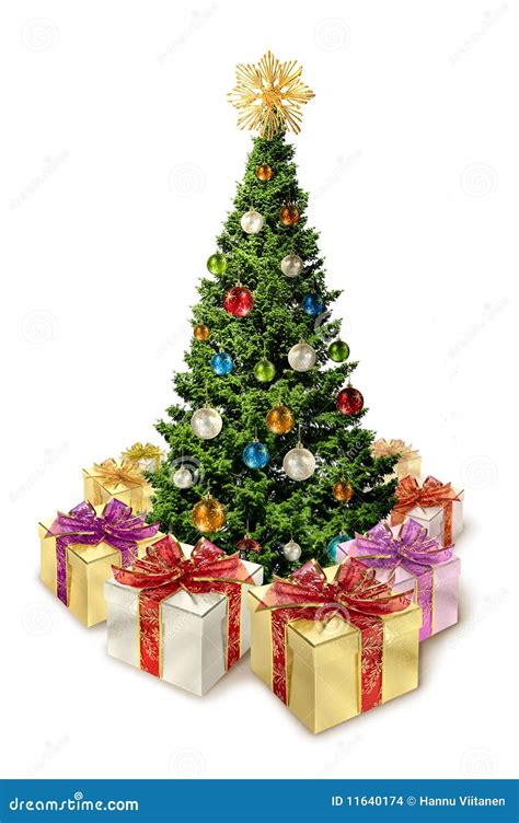 Christmas Tree with Presents Stock Photo - Image of surprise, evening ...