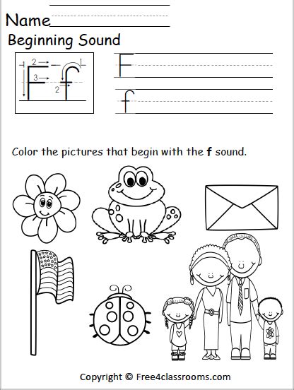 Free Beginning Sound F Worksheet - free4classrooms | Beginning sounds ...