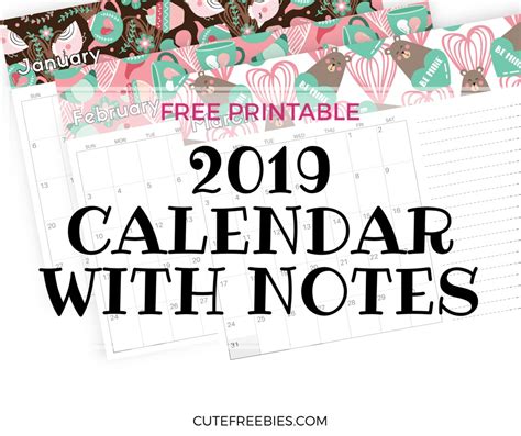 Printable Calendar With Notes / Free Printable Calendars 2017 With ...