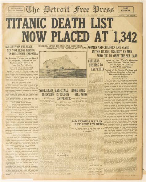 Lot - NEWSPAPER REPORTS "TITANIC" DEATH TOLL