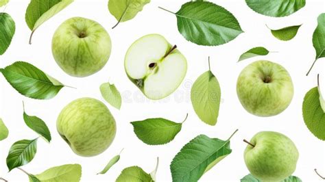 Seamless Apple Leaf Pattern Isolated on White Background Stock Illustration - Illustration of ...