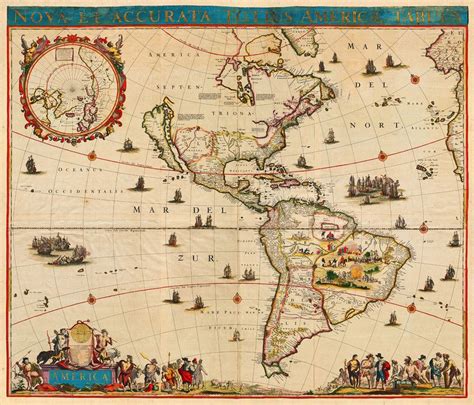 America, 1672, Nova et Accurata Totius Americæ, De Wit, Old Map | Map ...