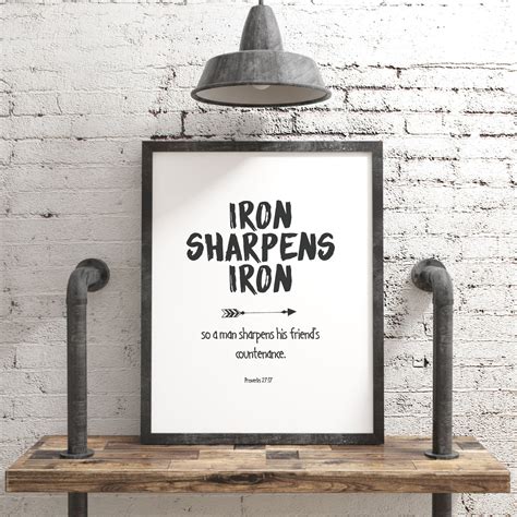 Iron Sharpens Iron Friendship Quote JPG PNG Printable & SVG Cut Files, Christian Proverbs 27:17 ...