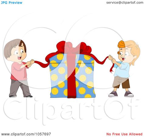 Royalty-Free Vector Clip Art Illustration of Two Kids Opening A Big ...