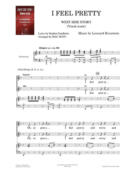 West Side Story, I feel Pretty - Leonard Bernstein Sheet music for Piano, Soprano, Alto (Women’s ...