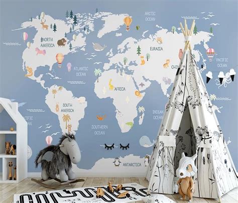 3D World Map GNGN1831 Wallpaper Mural Decal Mural Photo | Etsy