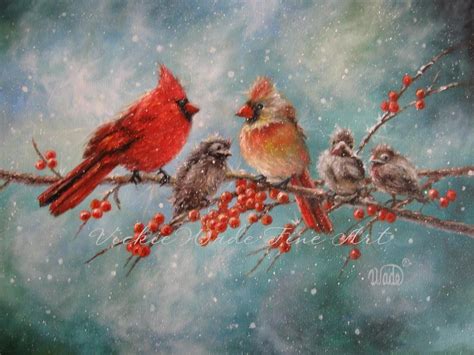 Cardinal Family Art Print cardinal paintings red birds | Etsy | Family ...