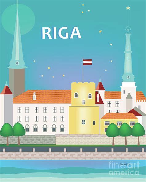 Riga, Latvia Vertical Skyline Digital Art by Karen Young - Pixels