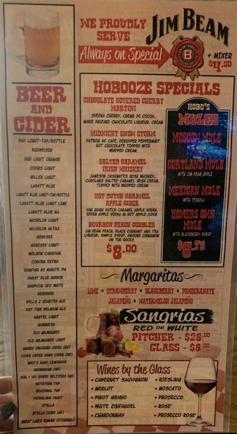 Hobo's Menu, Homer, NY