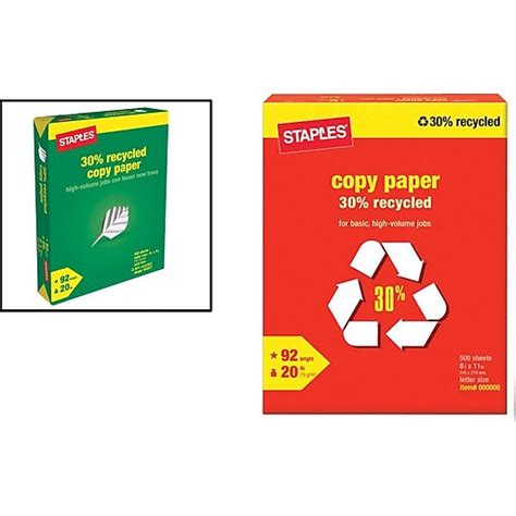 Staples 30% Recycled Copy Paper, 8 1/2" x 11", White, 500/Ream (112350/1542) | Staples