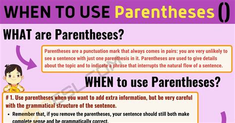 Parentheses () When to Use Parentheses in English • 7ESL