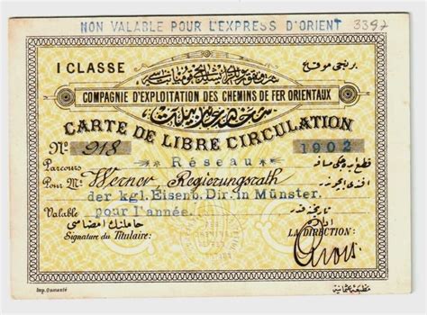 Orient Express Ottoman Berlin Constantinople Railway Ticket Railroad ...