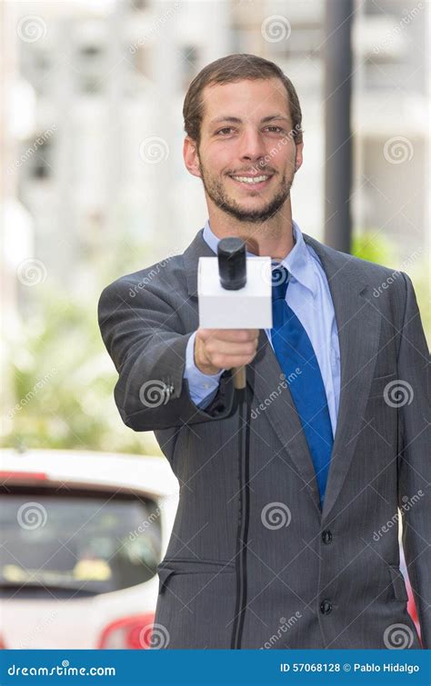 Attractive Professional Male News Reporter Wearing Stock Photo - Image ...