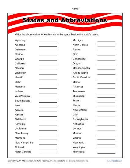 20 State Quiz Printable | Desalas Template