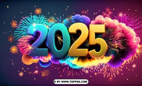 Elegant 2025 Skyline With Fireworks Display Colorful Background - Image ID 491418 | TOPpng