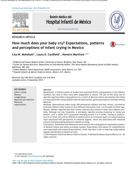 (PDF) How much does your baby cry? Expectations, patterns and perceptions of infant crying in Mexico