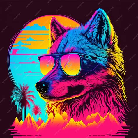 Premium Photo | Wolf with sunglasses