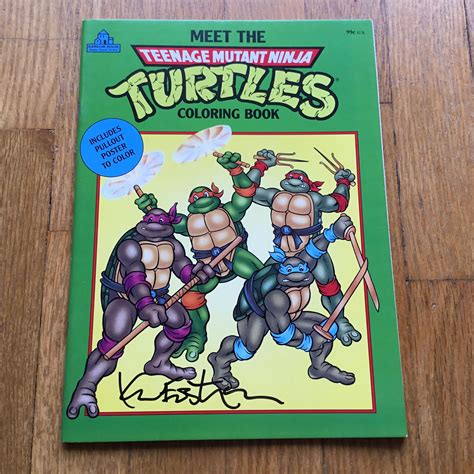 1990 Teenage Mutant Ninja Turtles Coloring Book, signed by Ninja Turtle co-creator Kevin Eastman ...