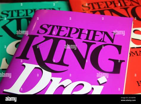 Viersen, Germany - May 9. 2021: Closeup of isolated Stephen King novel books (focus on big ...
