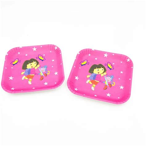 10PCS/LOT DORA PLATES DORA PARTY DISHES KIDS BABY SHOWER PARTY SUPPLIES ...