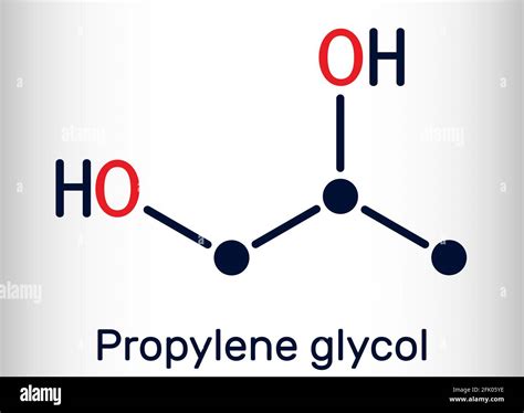 Propylene glycol (1,2-propanediol, propane-1,2-diol) molecule. It is propanediol, humectant ...