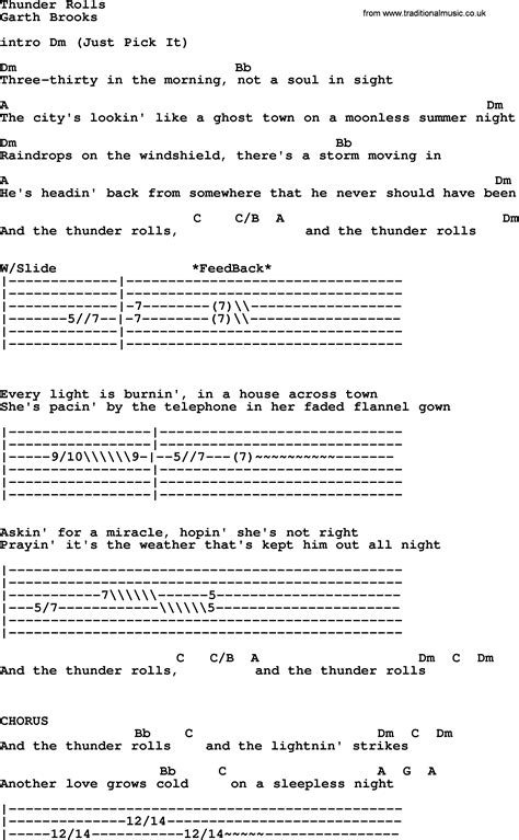 Thunder Rolls, by Garth Brooks - lyrics and chords